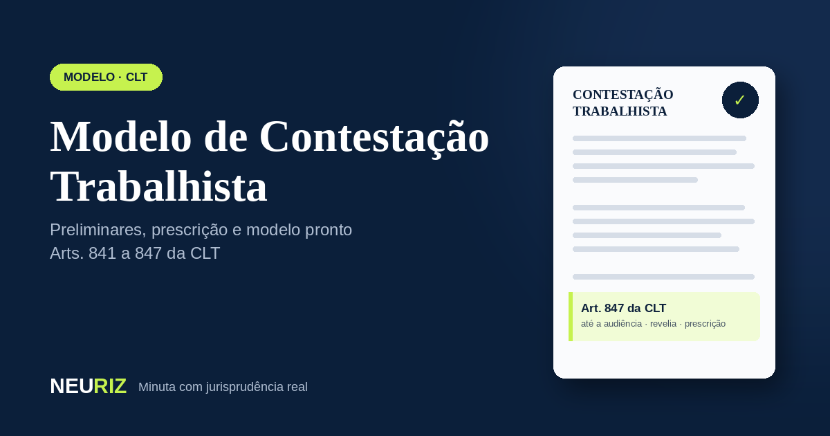 Modelo de contestação trabalhista conforme a CLT